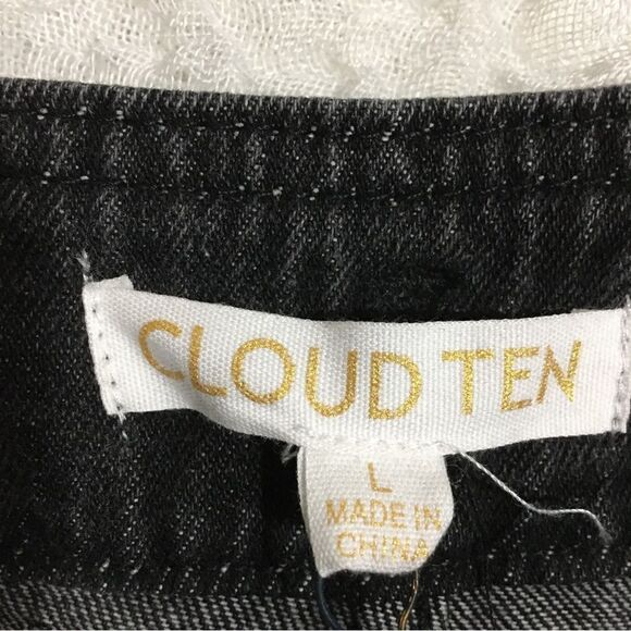 Cloud Ten NWT Black Denim Belted Wide Jeans Size Large - Picture 8 of 12